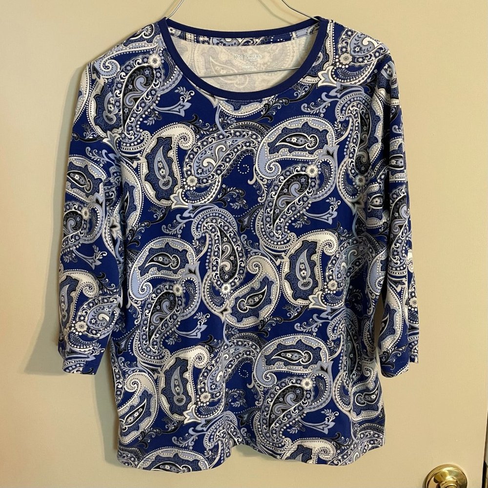 Kim Rogers Petite Small 3/4 Sleeve Paisley Top